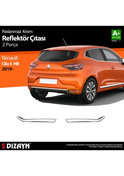 Paspasgaraji Renault Clio 5 Krom Reflektör Çıtası 2 Prç. 2019 Üzeri