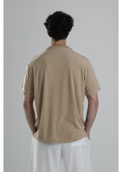 Yazlık Havlu Kumaş Bej T-Shirt