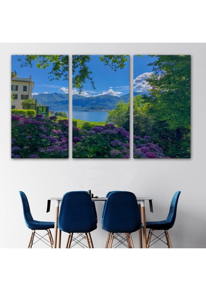 - Mor Çiçekler Arasındaki Göl Manzaralı Ev Duvar TABLOSU-3673 modelleri