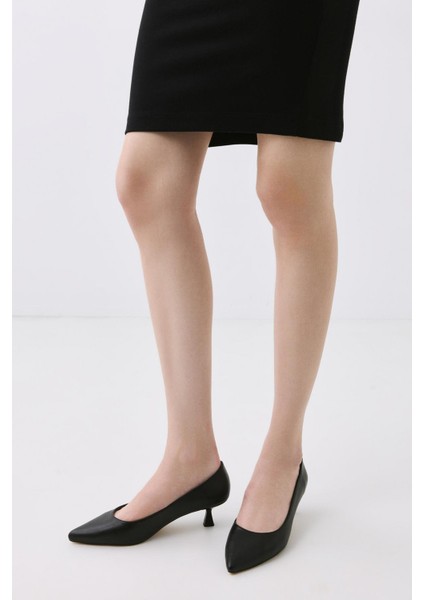 Kadın Siyah Kısa Topuklu Stiletto