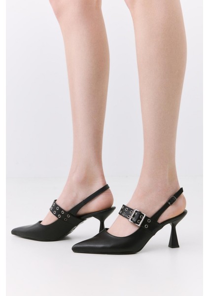 Kadın Siyah Kemerli Stiletto