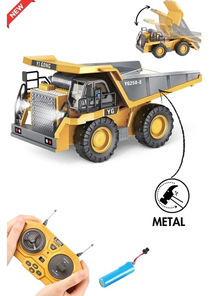 1:20 Ölçek Uzaktan Kumandalı 9 Fonksiyonlu Metal Alaşım Işıklı Sesli Inşaat Araçları