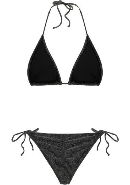 Siyah Lureks Büzgülü Üçgen Bikini Takım fiyatları