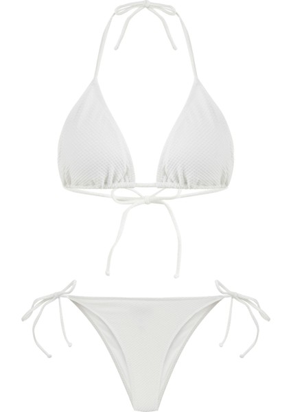 Gri Lureks Büzgülü Üçgen Bikini Takım