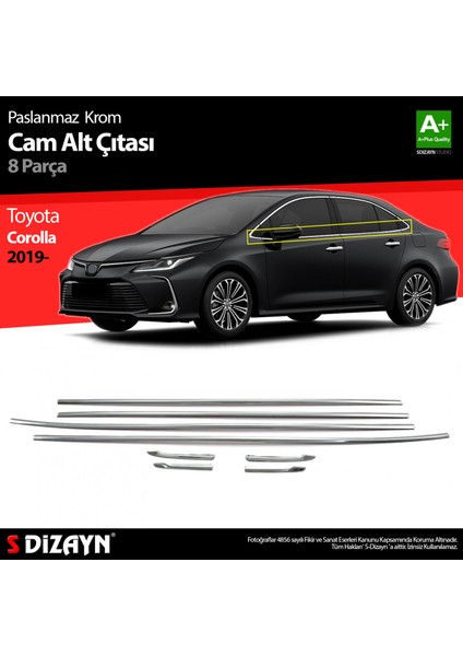 Paspasgaraji Toyota Corolla Krom Cam Çıtası 8 Prç. 2019 Üzeri