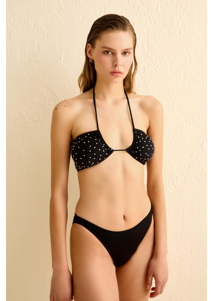 Parlak Taşlı Gipeli Siyah Halter Bikini Takım modelleri