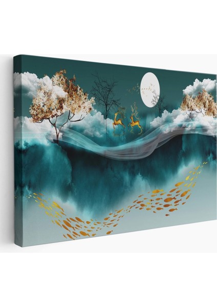 - Ormanda Koşan Geyiklerin Dijital Sanatı Kanvas TABLO-5040 fiyatları