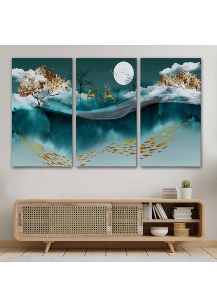 - Ormanda Koşan Geyiklerin Dijital Sanatı Kanvas TABLO-5040 modelleri