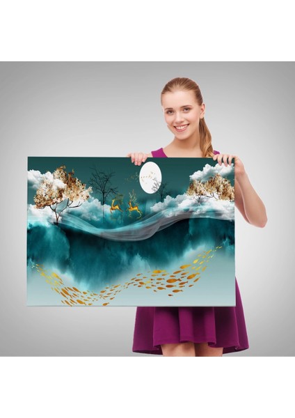 - Ormanda Koşan Geyiklerin Dijital Sanatı Kanvas TABLO-5040 fırsatları