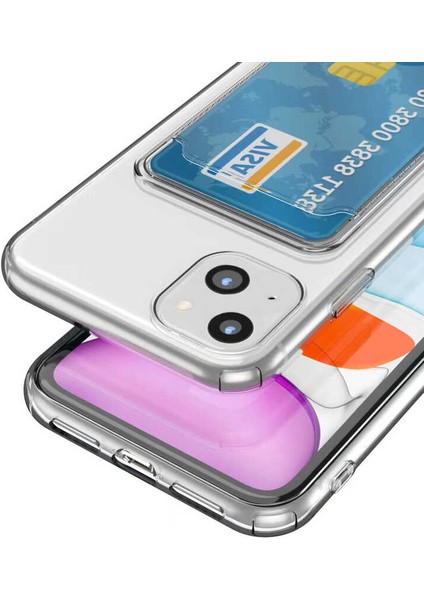 iPhone 14 Plus Uyumlu Kartlıklı Şeffaf Tkdr Setra Clear Silikon Kapak-Renksiz