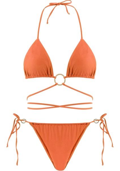 Bağlamalı Mercan Üçgen Bikini Takım