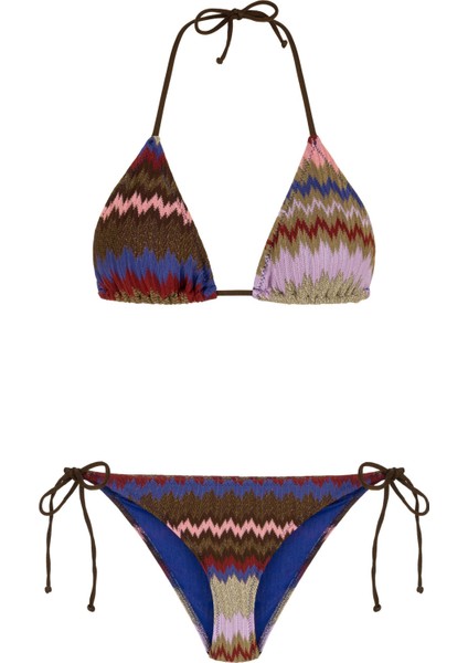 Renkli Simli Triko Üçgen Bikini Takım fiyatları