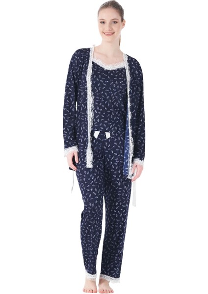Estiva 25192 Kadın Desenli Pegasus Sabahlıklı Pijama Takımı