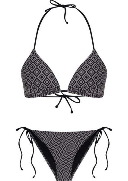 Desenli Üçgen Bikini Takım