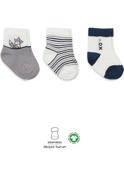 3'lü Penye Soket Çorap BS10109 Gri