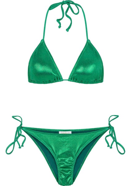 Parlak Yeşil Üçgen Bikini Takım