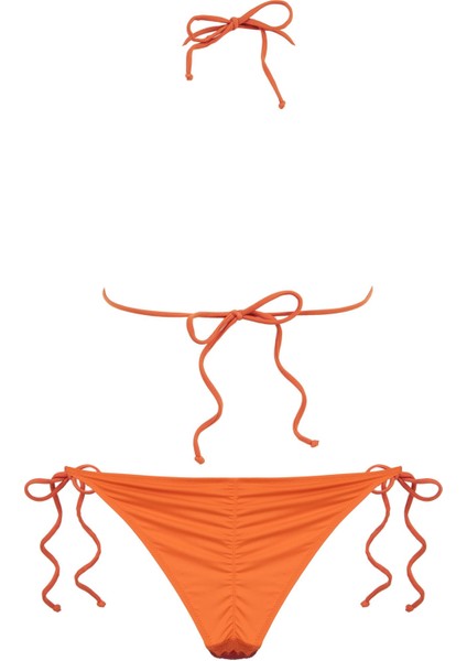 Büzgü Detaylı Renkli Triko Üçgen Bikini Takım fiyatları