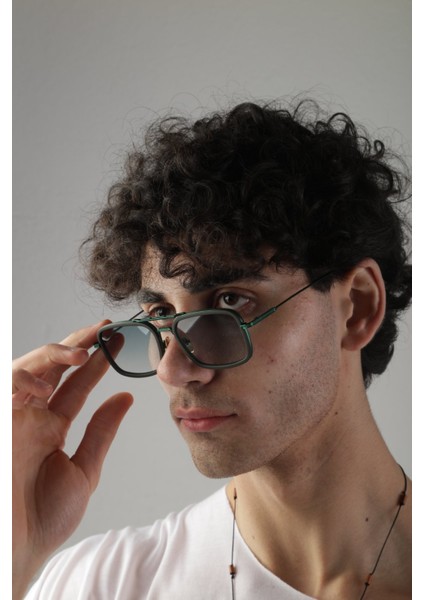 Yeşil Kare Tasarım Unisex Gözlük