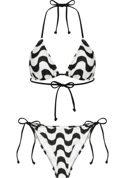 Triko Örme Çok Renkli Üçgen Bikini Takım fiyatları