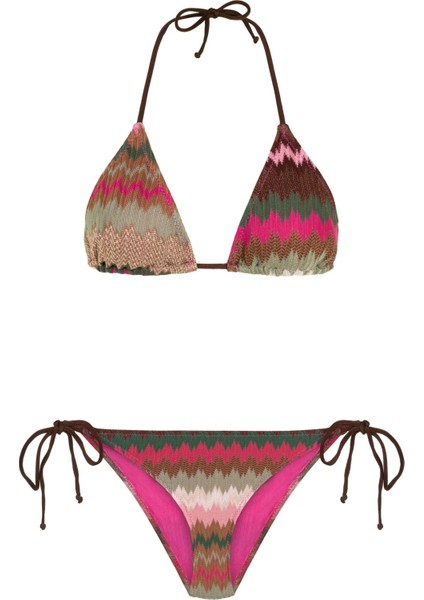 Renkli Simli Triko Üçgen Bikini Takım fiyatları