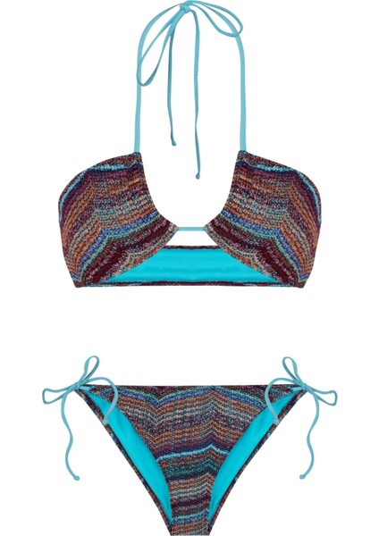 Halter Yaka Triko Bikini Takım