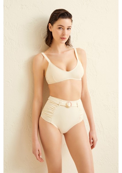 V Kesim Ekru Bikini Takım