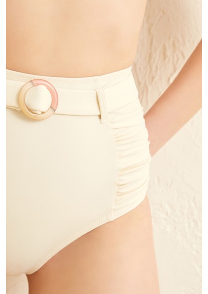 V Kesim Ekru Bikini Takım