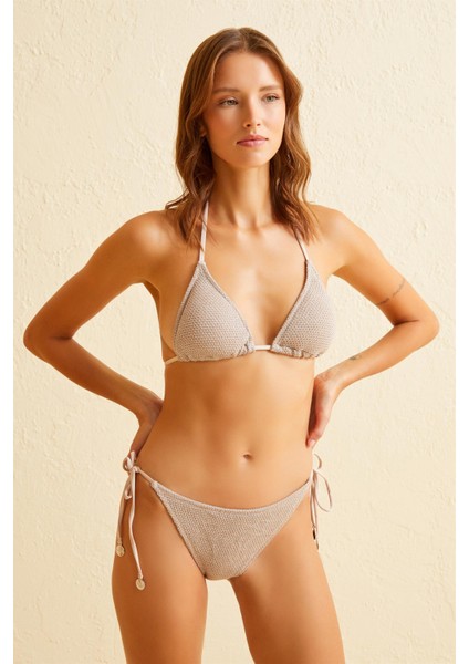 Simli Triko Vizon Üçgen Bikini Takım modelleri