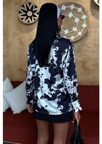 Batik Desenli Chanel Saten Gömlek 3467