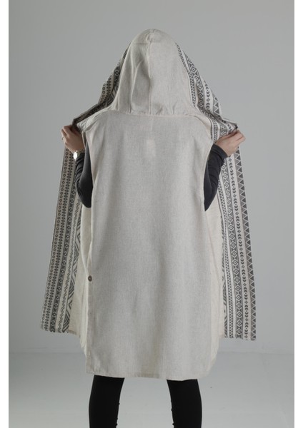 Etnik Desenli Şeritli Kimono