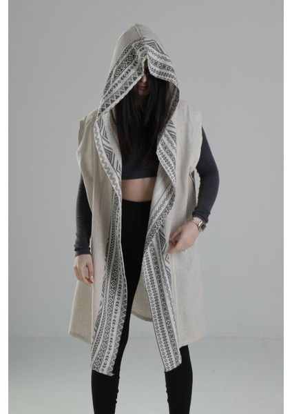 Etnik Desenli Şeritli Kimono