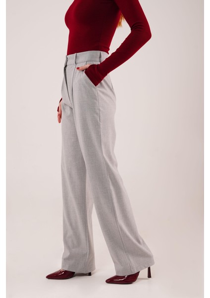Premium Model Oturtmalı Gri Pantolon