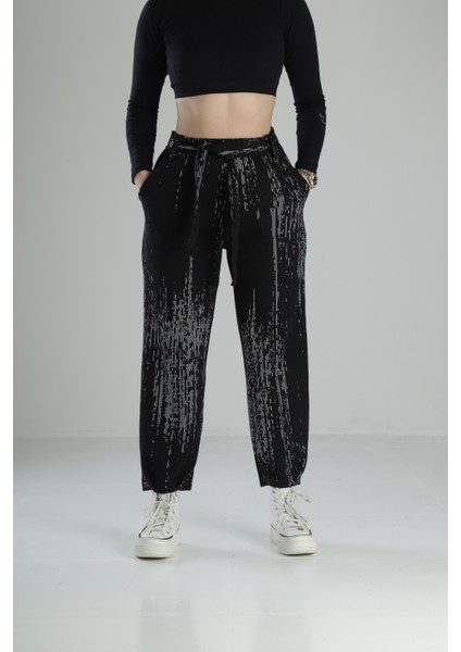 Matrix Desenli Kemerli Baggy Pantolon