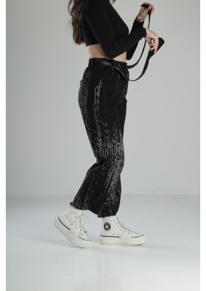 Matrix Desenli Kemerli Baggy Pantolon