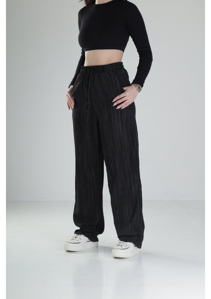 Aerobin Keten Kumaş Siyah Baggy Pantolon fiyatları