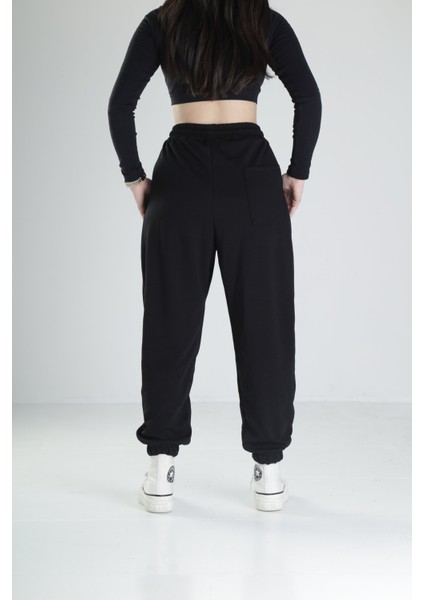 Paça Lastikli Pileli Siyah Jogger Pantolon fırsatları