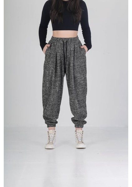 Nokta Desenli Pileli Jogger Pantolon