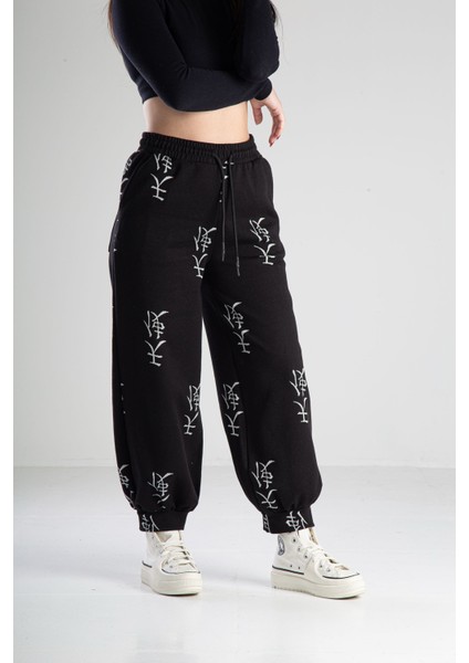 Chinese Desenli Siyah Pantolon