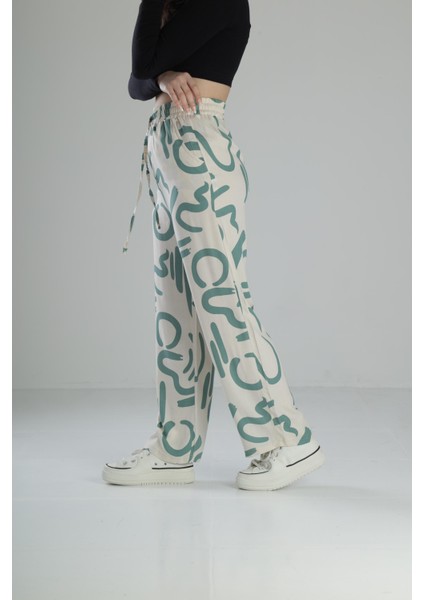 Yeşil Etnik Desenli Baggy Pantolon fiyatları