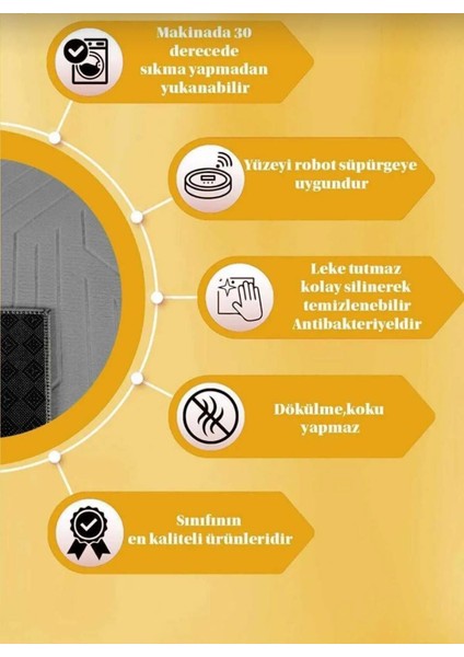 Jel Kaymaz Taban Kesme Halı Yolluk Kabartmalı Siyah Şerritli Iskandinav Makinede Yıkanabilir