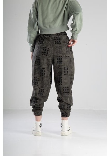Poker Desenli Pileli Jogger Pantolon