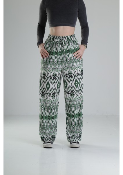 Etnik Yeşil Baggy Pantolon