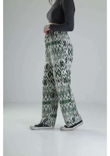 Etnik Yeşil Baggy Pantolon