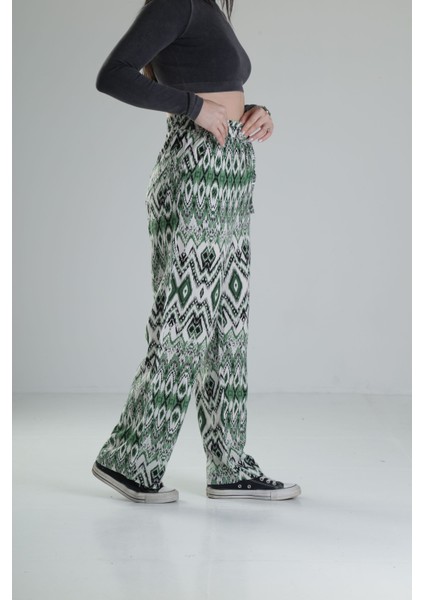 Etnik Yeşil Baggy Pantolon
