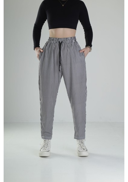 Bürümcük Kumaş Çizgili Baget Pantolon