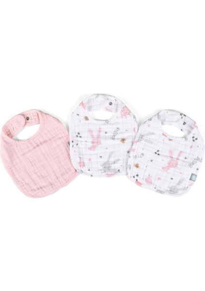 Önlük Seti / 3 Parça - Rabbit - Pembe - 0-1 Yaş