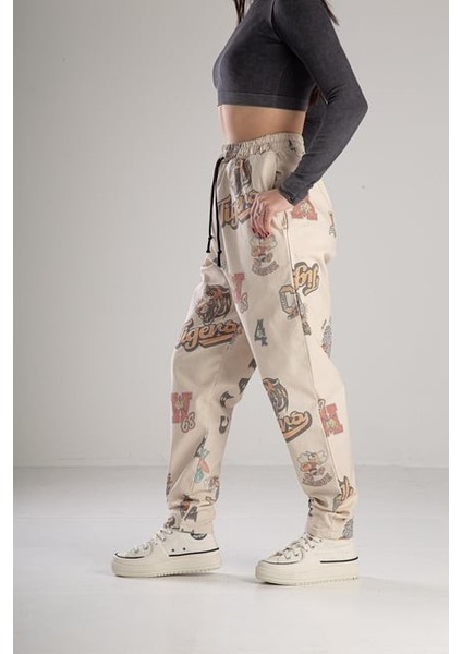 Tiger Desenli Gabardin Jogger Pantolon modelleri