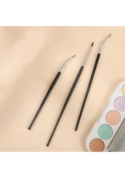 Eğimli Eyeliner Fırçası, Düz Kapatıcı Fırça, Detaylı Makyaj Için Ince Kavisli Fırça