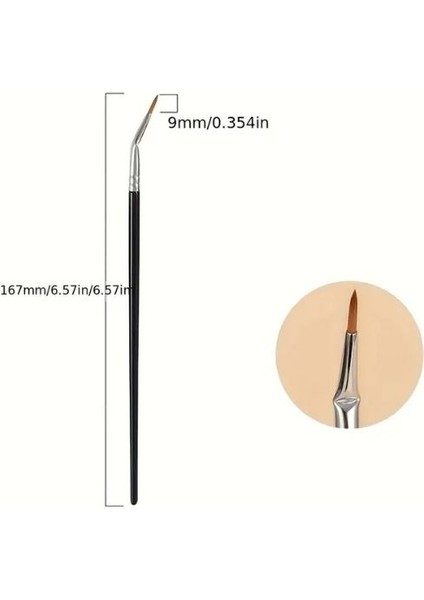 Eğimli Eyeliner Fırçası, Düz Kapatıcı Fırça, Detaylı Makyaj Için Ince Kavisli Fırça