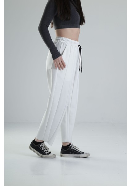 Likralı Ekru Tasarım Pantolon modelleri